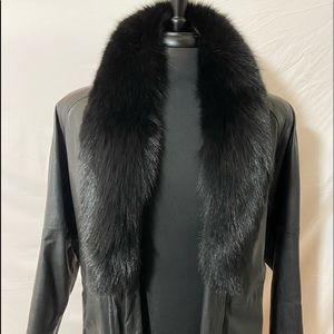 Black Fox Fur Leather Coat